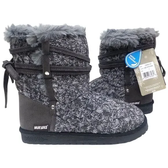 MUK LUKS Heather Gray Camila Water Resistant Ankle Booties Women's Size 7 - Picture 2 of 6